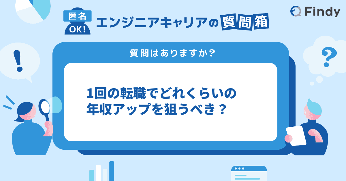 1回の転職でどれくらい年収が上がるとよい? - Findyエンジニアキャリアの質問箱-のトップ画像