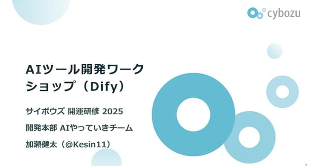 AIツール開発ワークショップ(Dify)【サイボウズ新人研修2025】